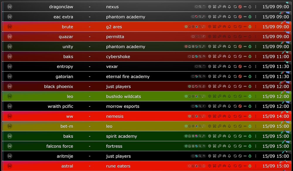 The live event list on lure.ie: one row per canonical event with source coverage and start times